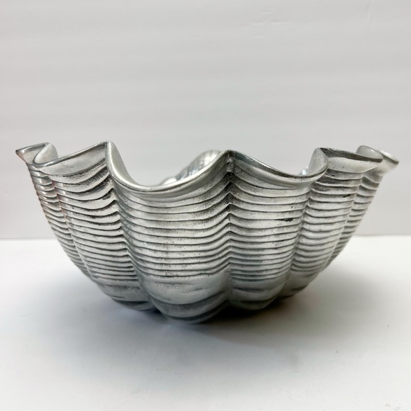 Arthur Court Designs 1981 Sea Shell Clam Serving Bowl Chip And Dip Cast Aluminum - Picture 6 of 10
